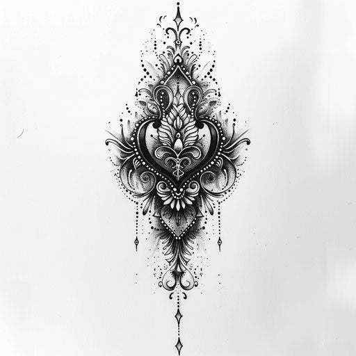 Modern lace tattoo sketch with sleek, minimalist design elements