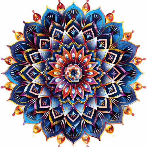 Mandala clipart in photo realistic style with flat white background