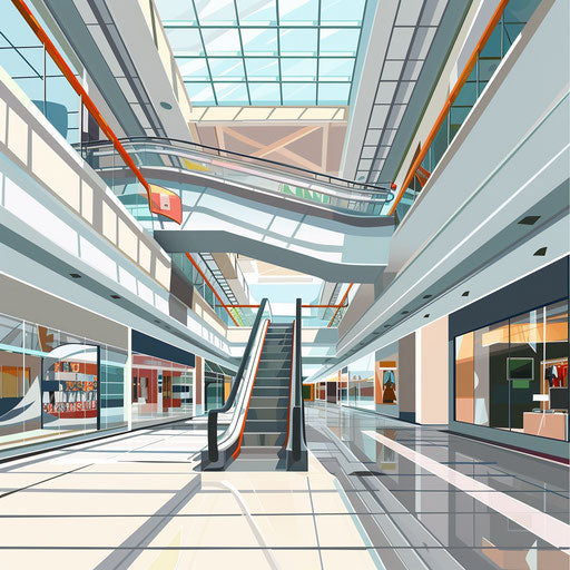 Mall clipart in a photo realistic style on flat white background