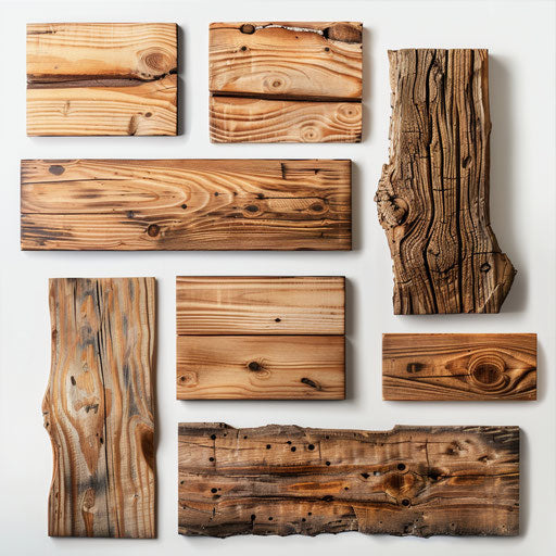 Realistic wood clipart on flat white background, soft edges