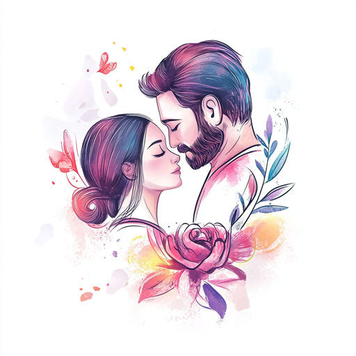 Beautiful flat tattoo sketch for mom and dad in clipart style