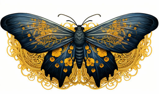 Moth in yellow and blue design