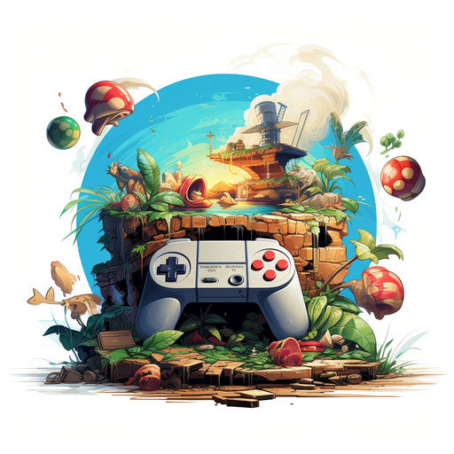 Video game clipart in the style of Oil painting, on a white background