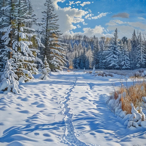 Elk tracks leading to a secluded forest grove