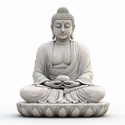 3D Buddha in photo realistic style with flat white background