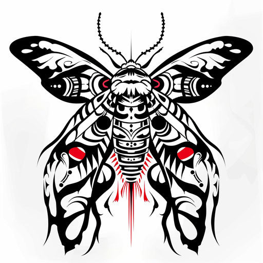 Death moth tattoo in tribal art style