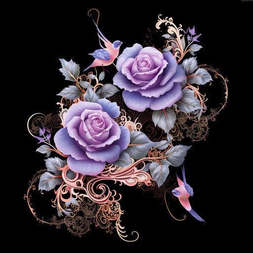 Two rose tattoos in a lace pattern