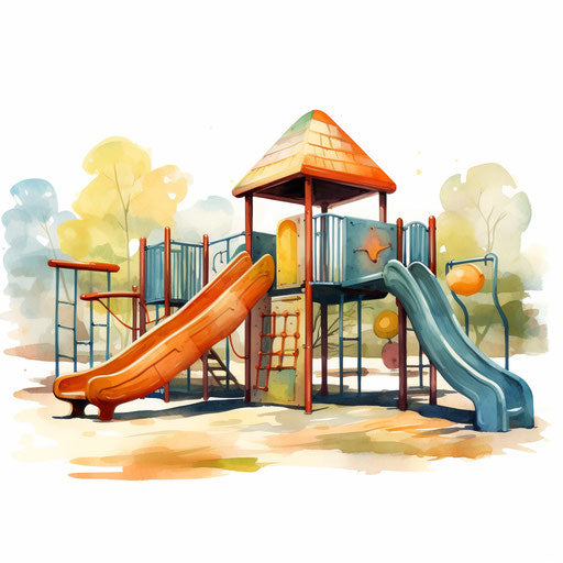 Playground illustration in Oil painting style