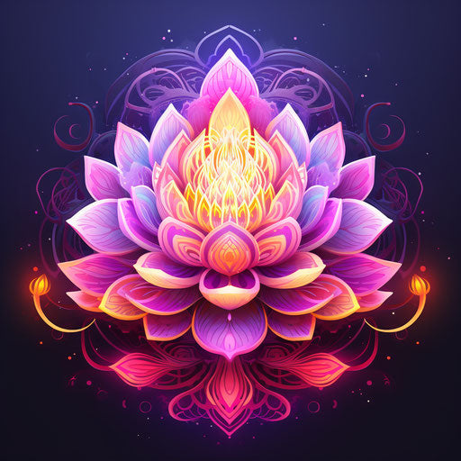 Lotus flower in light orange and magenta on white background