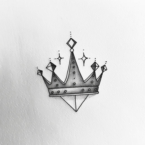 Minimalist king crown tattoo design in fine black line