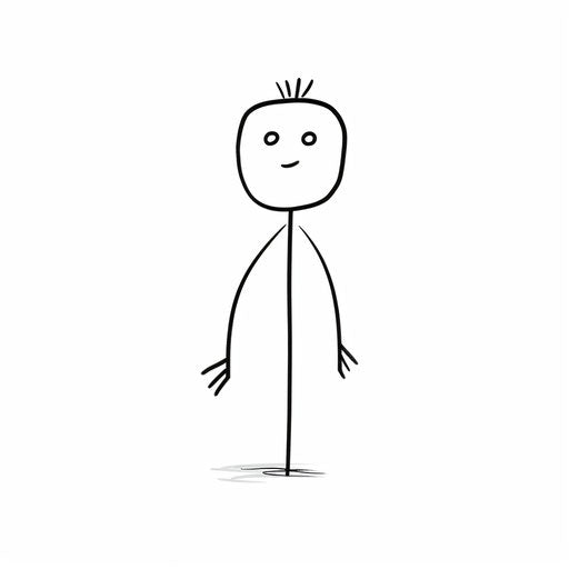 Minimalist Style Stick Figure Clipart on White Background