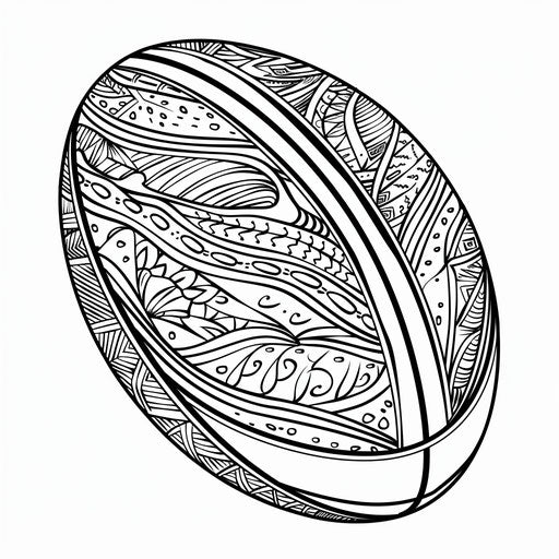 Rugby ball with bold patterns - coloring book page