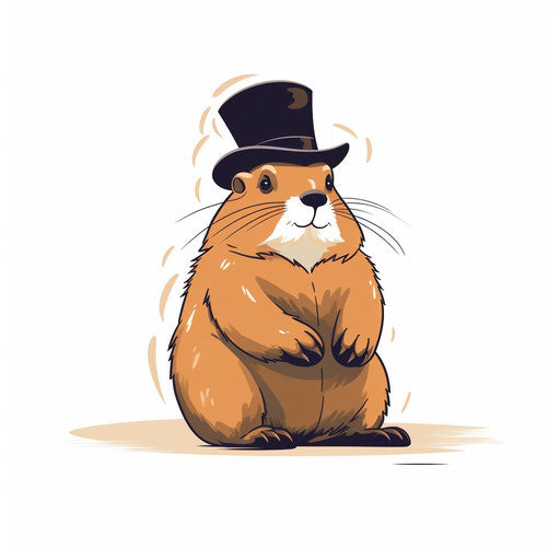 Minimalist groundhog illustration, on white background