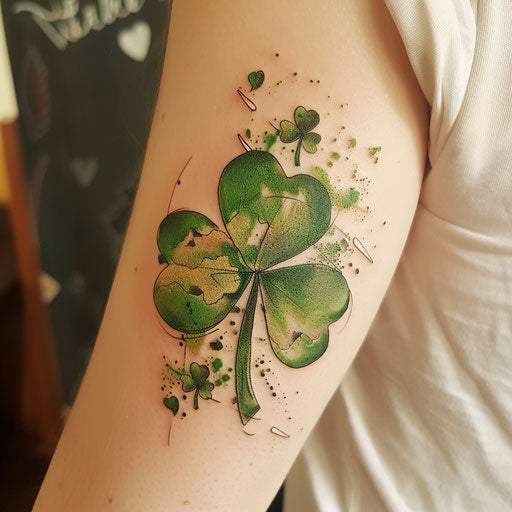 Watercolor shamrock tattoo in soft green shades