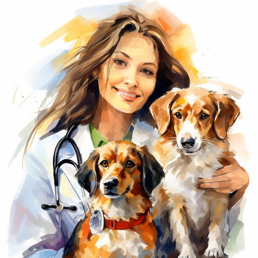 Impressionistic veterinarian clipart on white