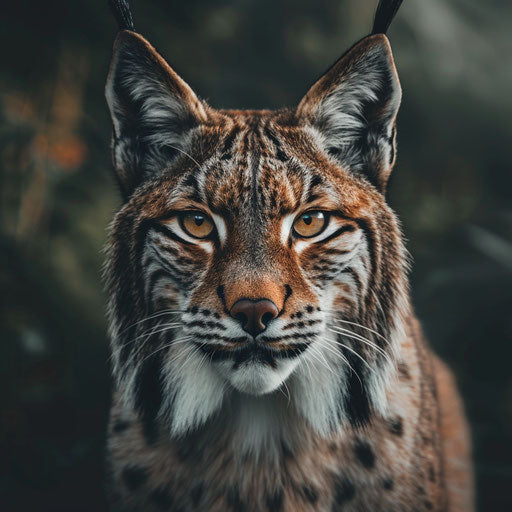 Intense gaze of a lynx in the wild