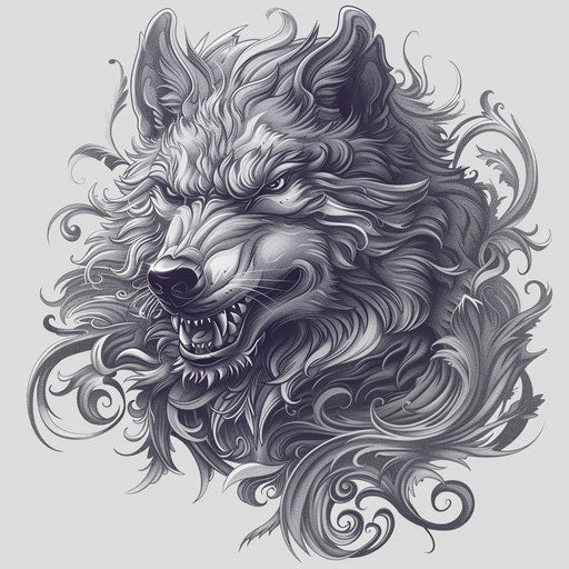 Elegant werewolf with swirls and silver accents