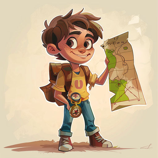 Explorer with map and compass