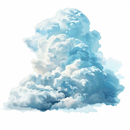 Realistic cloud clipart with flat white background