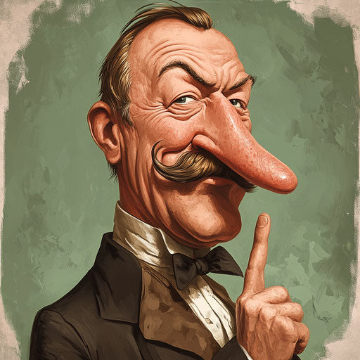 Humorous caricature of an Arthur Conan Doyle clipart with exaggerated human characteristics