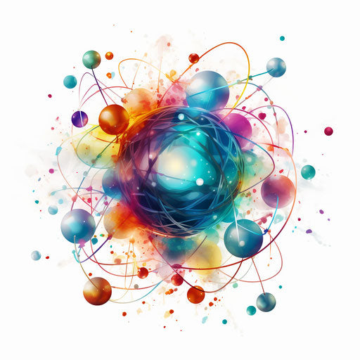 Atom clipart in the style of Oil painting