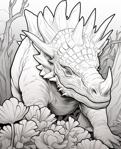 Triceratops coloring page prehistoric dinosaurs