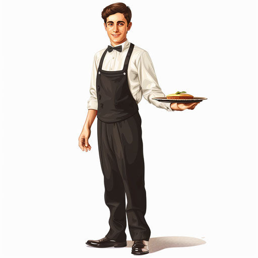 Waiter illustration in photorealistic style