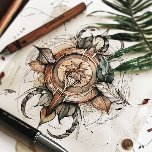 Rustic tattoo sketch of a hakuna matata symbol