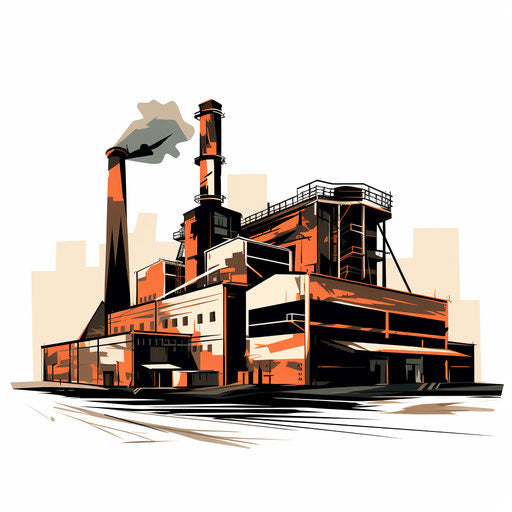 Factory illustration in the style of Chiaroscuro Art