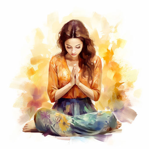 Namaste clipart in Impressionistic Art style, on white background