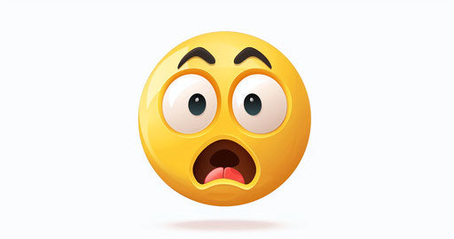 Yellow shocked emoji, white background, simple design, flat vector style
