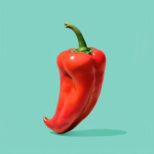 Realistic pepper clipart on flat serene aqua background