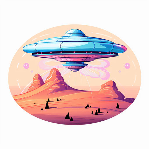 UFO clipart in the style of Pastel Colors Art, on a white background