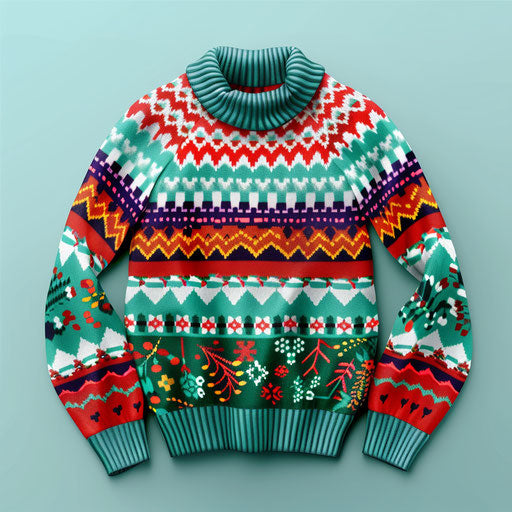 Realistic ugly sweater clipart on serene aqua background