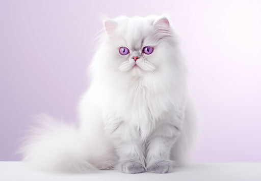 White Persian cat on white background, shiny style, northern and southern dynasties