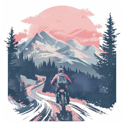 Biker in a peaceful mountain landscape