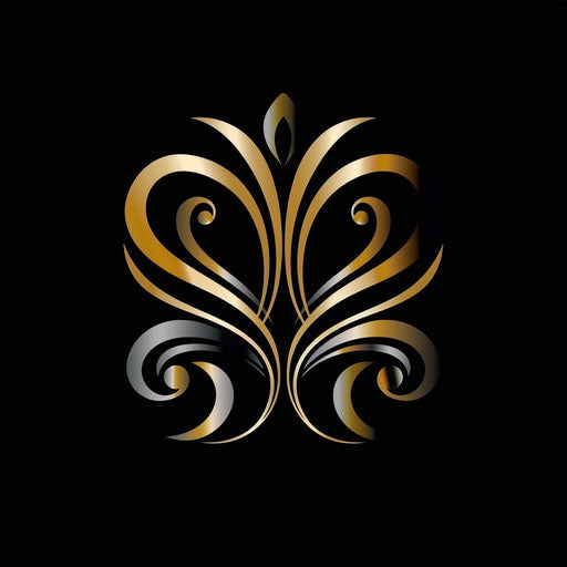 Luxury logo for sale with black background, gold and silver colors