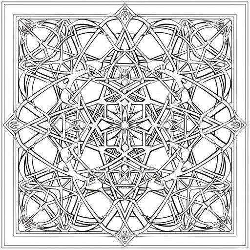 Interlocking shapes and equations. Coloring book page