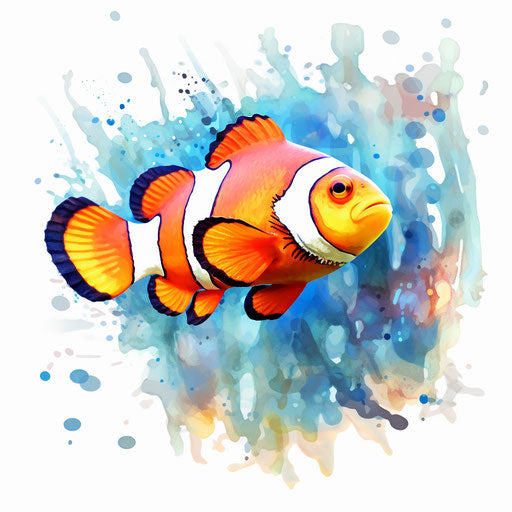 Clownfish clipart in the style of Impressionistic Art, on white background