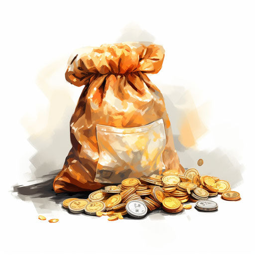 Money bag in the style of Impressionistic Art