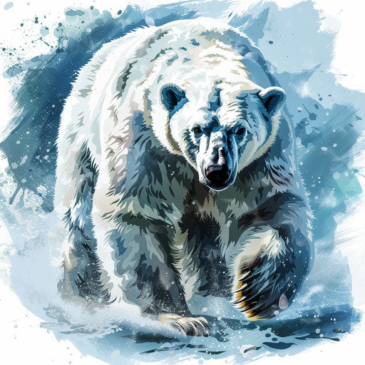 Polar bear in photo realistic style with a flat random background