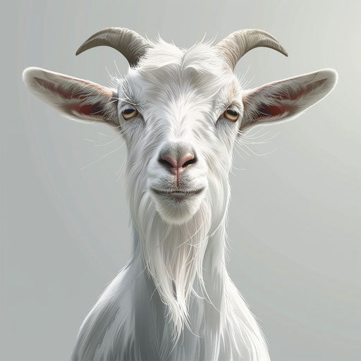 Realistic metallic goat on flat silver background
