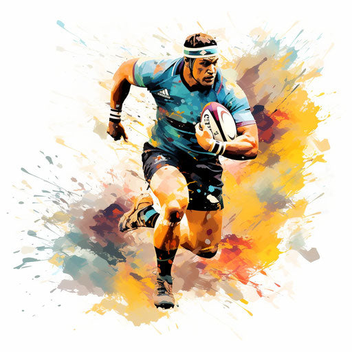 Rugby clipart in the style of Impressionistic Art, on white background