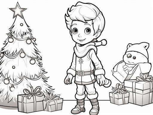 Elf coloring pages on the shelves for kids, childhood arcadias 4:3