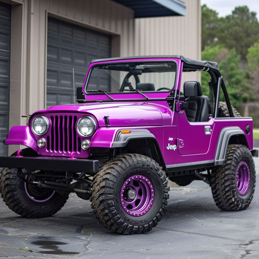 Bright purple classic Jeep Wrangler