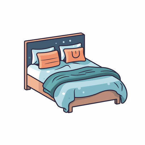 Minimalist bed illustration on white background