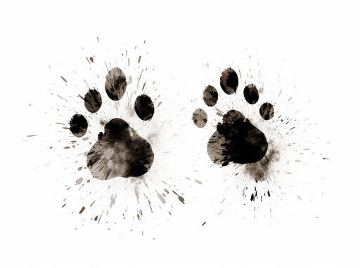 Dog paw prints on white background, animated gif style