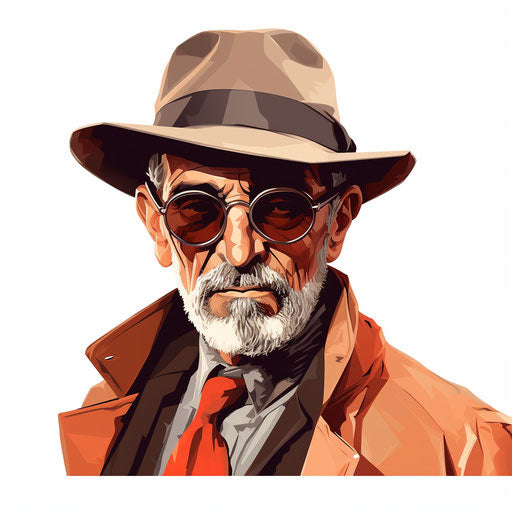 Uncle Clipart in Chiaroscuro Art Style, on White Background