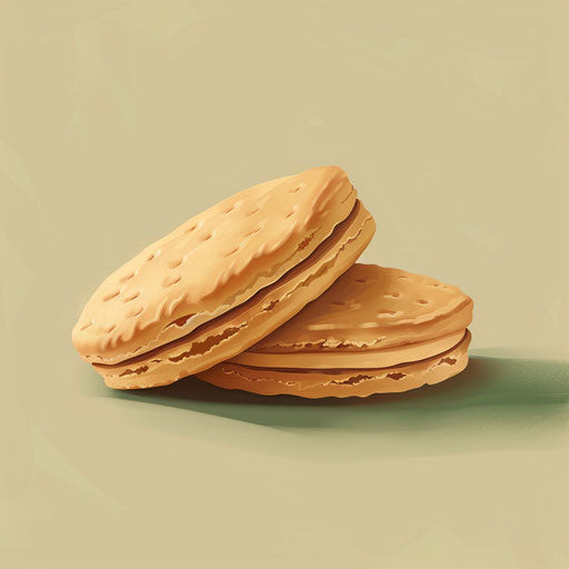 Biscuit clipart with flat, muted olive background