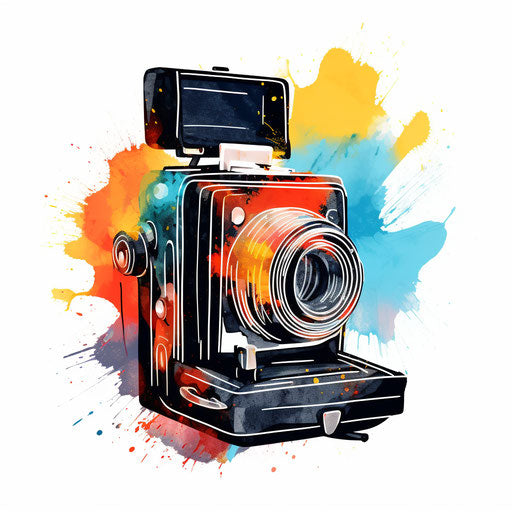 Polaroid clipart in the style of Impressionistic Art, on a white background